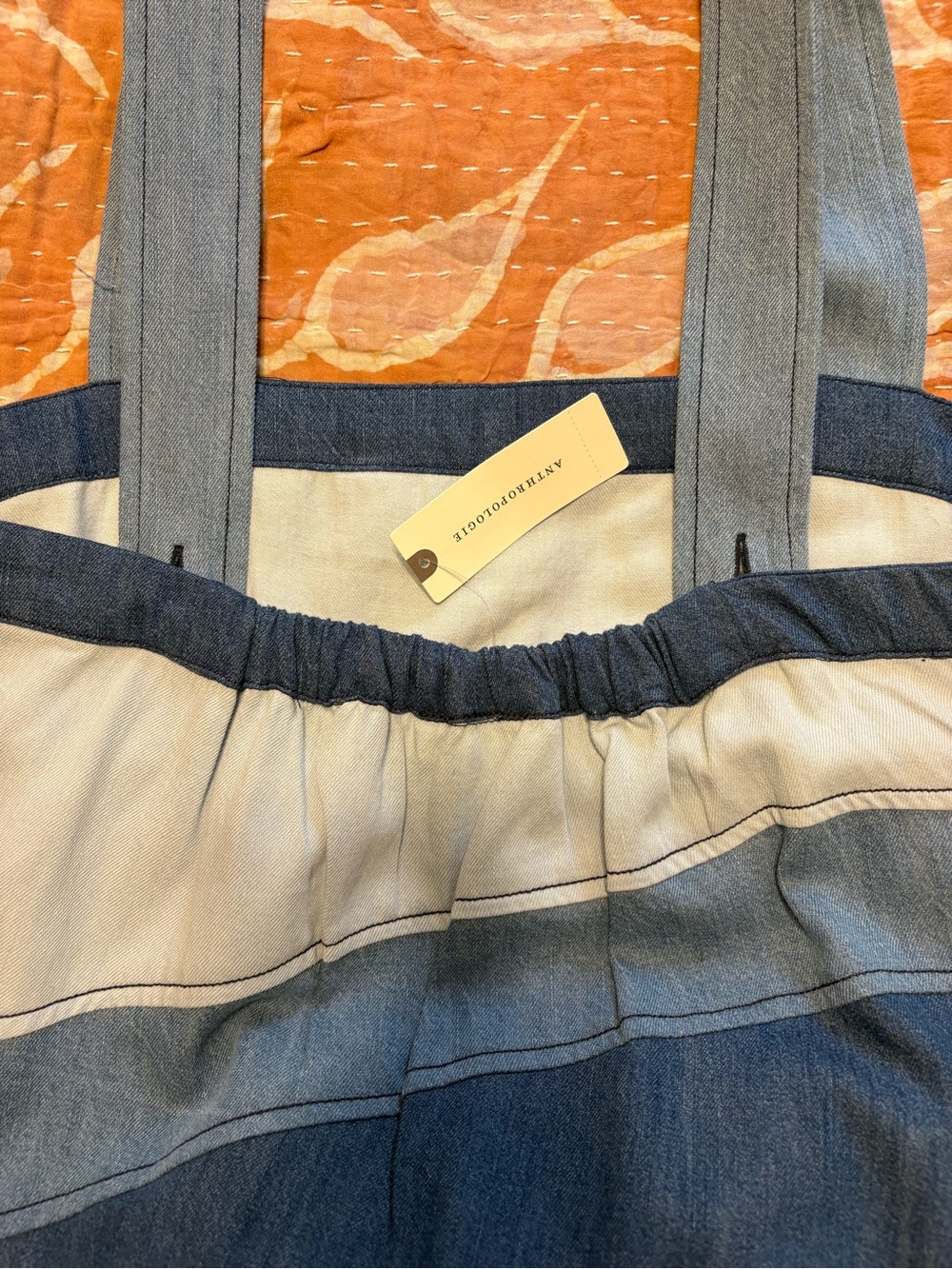 Pilcro (Anthropologie) Patchwork Indigo Blue Denim Midi Dress. NWT - Picture 11 of 12